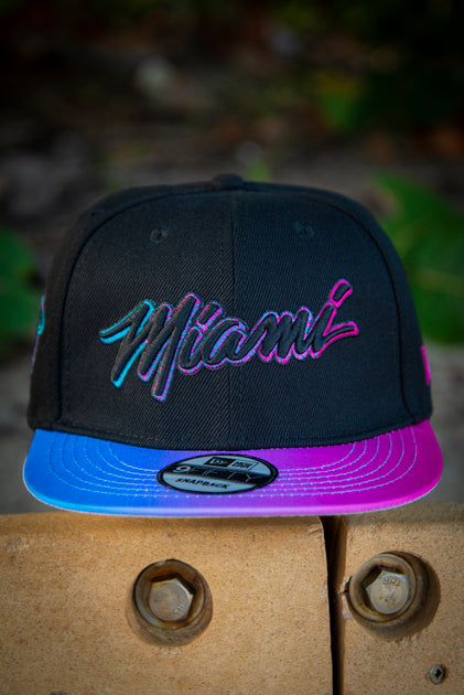 Miami Heat City Edition Thread Remix White 9FIFTY New Era Fits Snapback Hat by Devious Elements Apparel