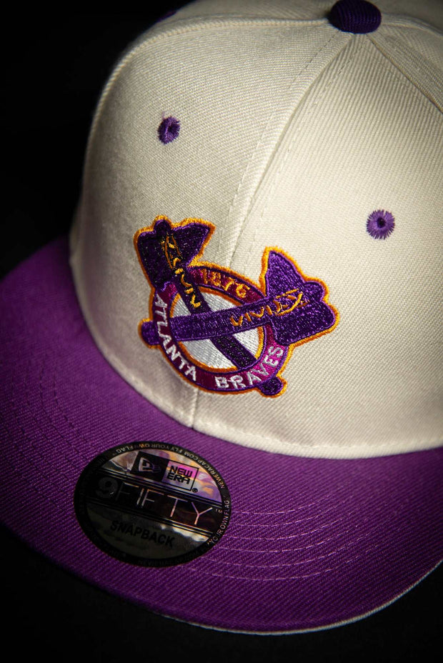 Atlanta Braves 150th Purple White 9FIFTY New Era Fits Snapback Hat by Devious Elements Apparel
