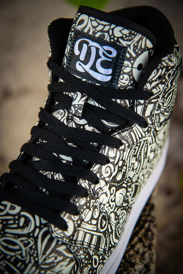 Devious Doodle Pattern Old School Men's High Top Sneakers Devious Elements Apparel High Top Sneaker Devious Doodle Pattern Old School Men's High Top Sneakers Devious Doodle Pattern Old School Men's High Top Sneakers - Devious Elements Apparel
