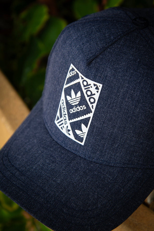 Adidas Originals Blue Heather Stencil Logo Curved Brim Snapback