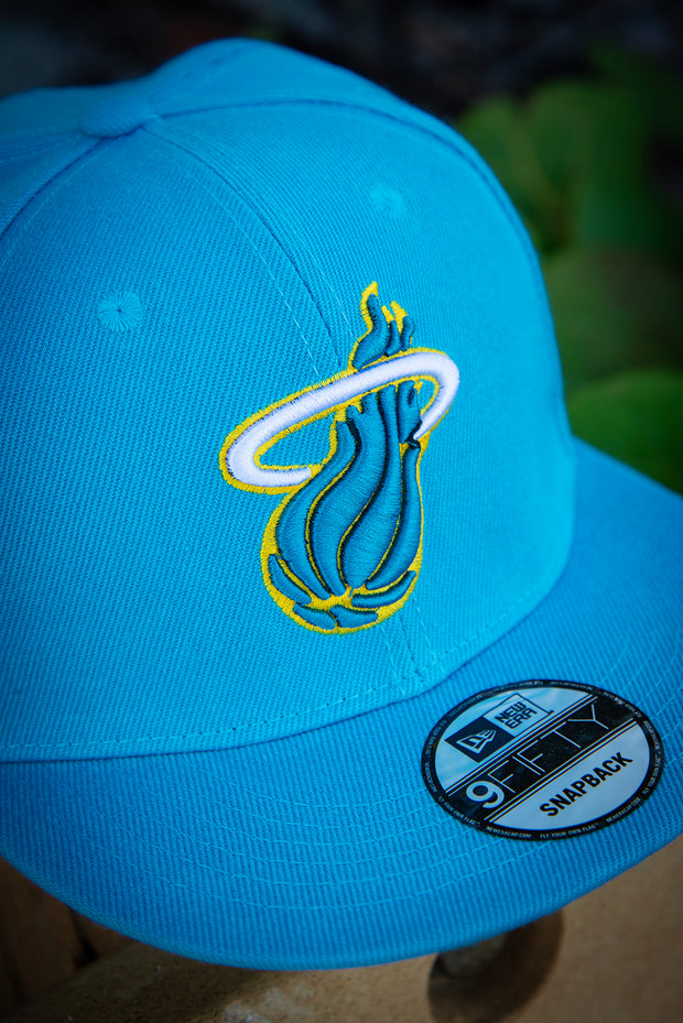 Miami Heat 3 Logo Fire Snapback Hat by Devious Elements Apparel