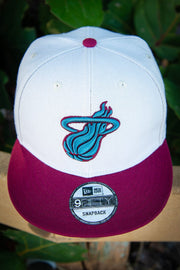 Miami Heat Maroon Blue White 9fifty New Era Fits Snapback Hat