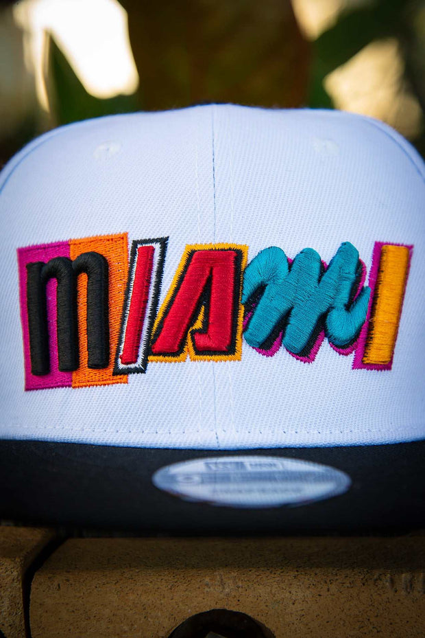 Miami Heat 3 Logo Fire Snapback Hat by Devious Elements Apparel