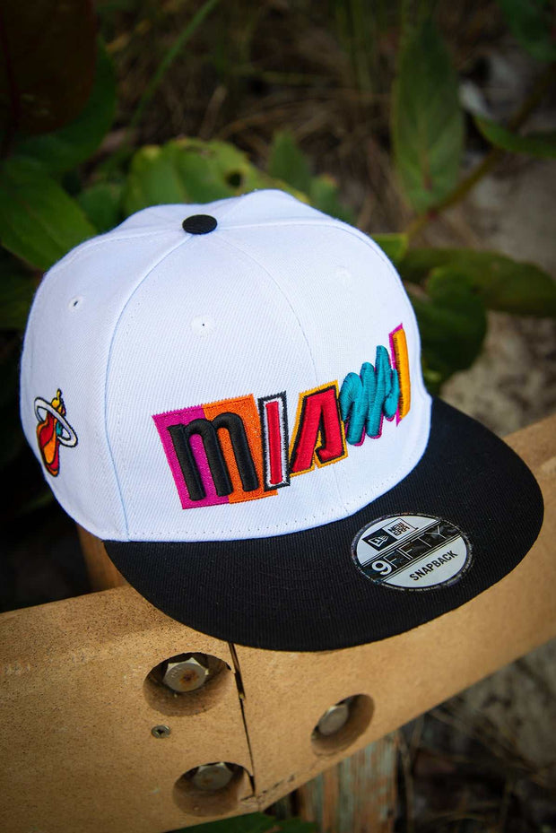 Miami Heat City Edition 9FIFTY White New Era Fits Snapback Hat by Devious Elements Apparel