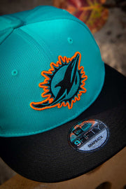 Miami Dolphins Teal Orange Halo 9Fifty New Era Fits Snapback Hat
