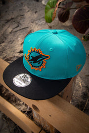 Miami Dolphins Teal Orange Halo 9Fifty New Era Fits Snapback Hat