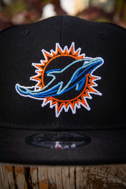Miami Dolphins Logo Outline Black 9Fifty New Era Fits Snapback Hat