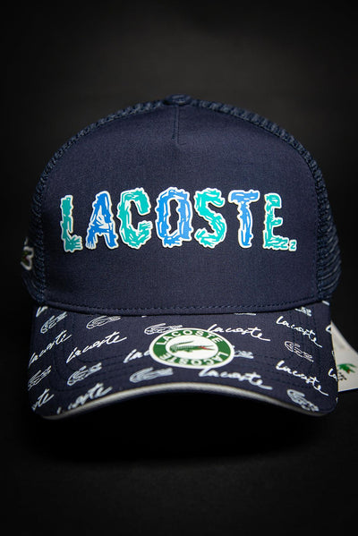 Lacoste Sketch Logo Navy Blue Unisex Snapback Trucker Cap