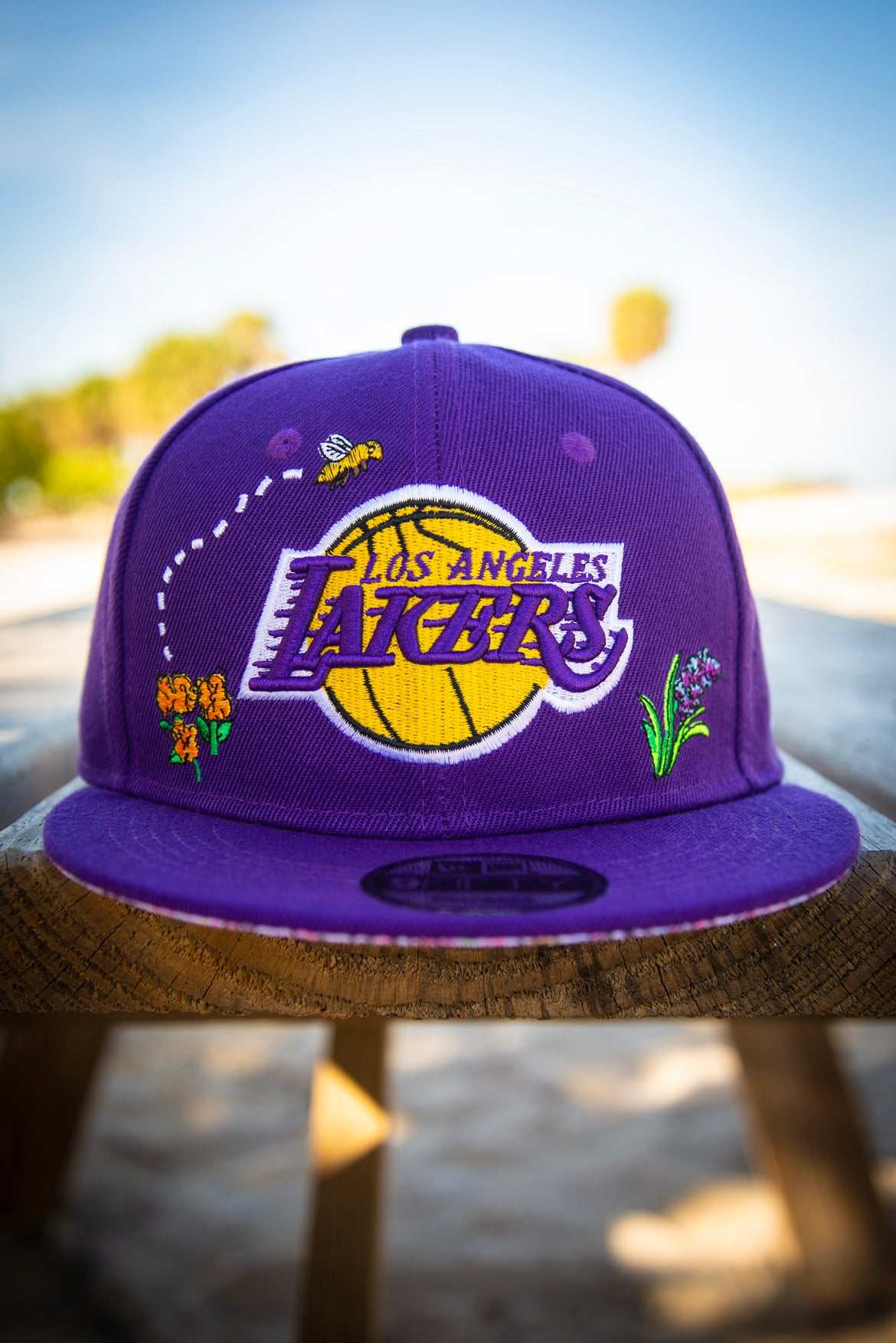 Los Angeles Lakers Bee Spring Floral 9FIFTY New Era Fits Snapback Hat by Devious Elements Apparel