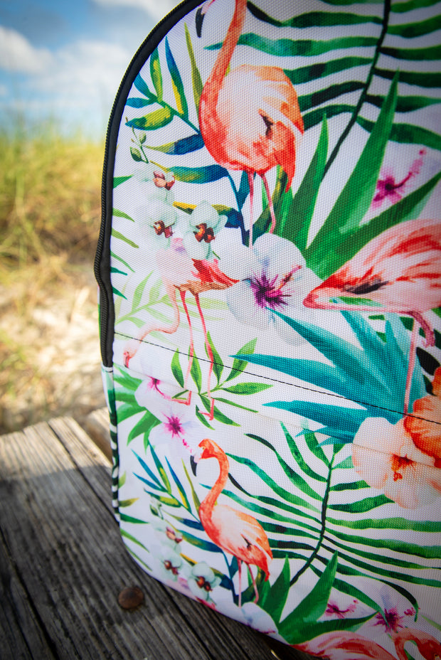 Flamingo Floral Watercolor Pattern Laptop Backpack