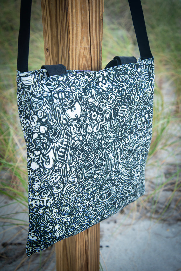 Devious Doodle Print Medium Canvas Tote Bag
