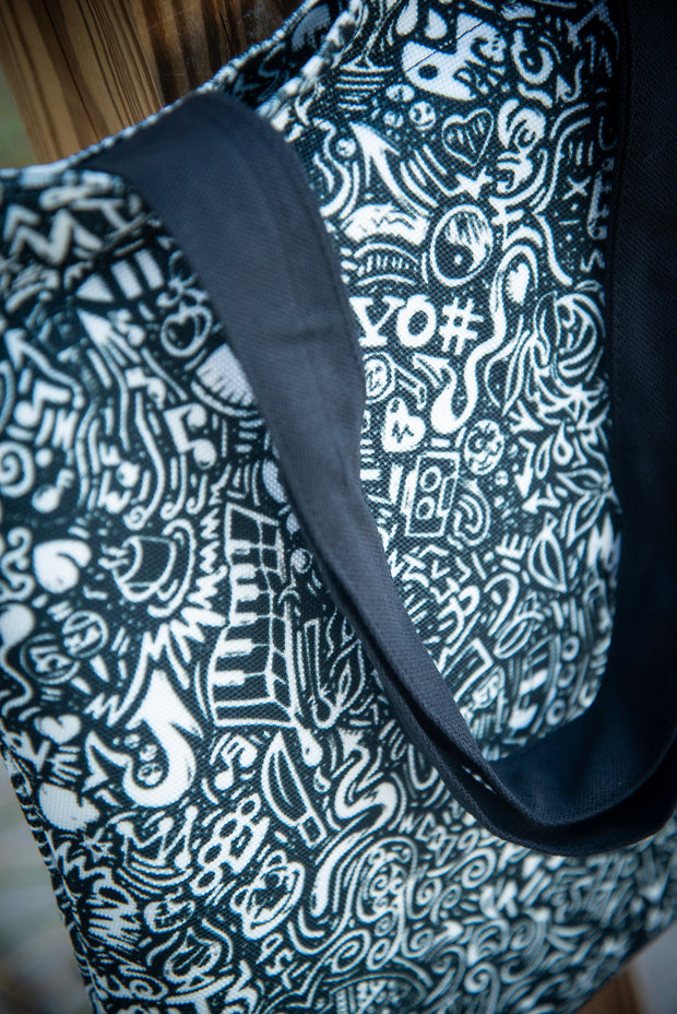 Devious Doodle Print Medium Canvas Tote Bag
