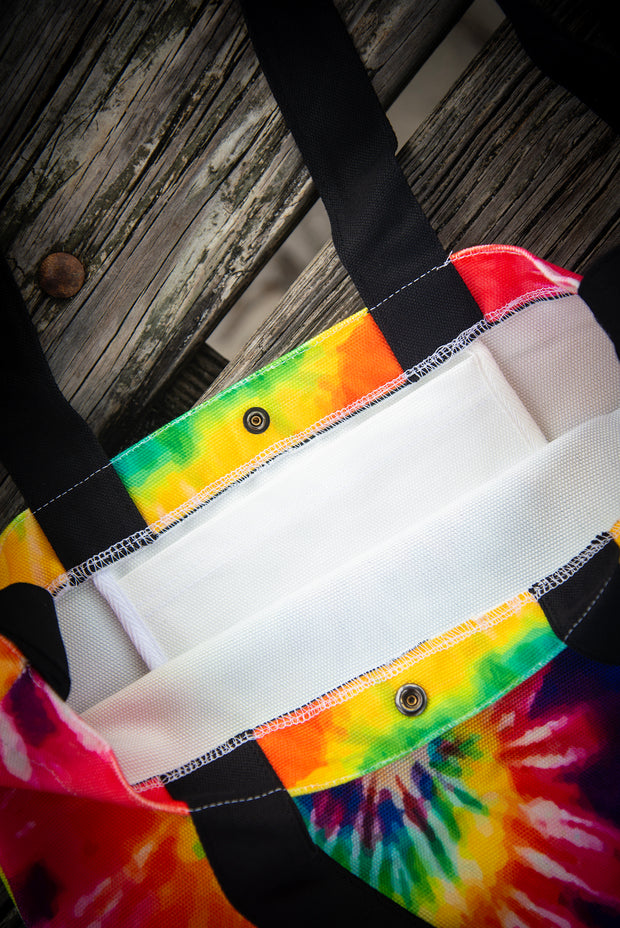 Loyalty Rainbow Tie Dye Print Medium Canvas Tote Bag