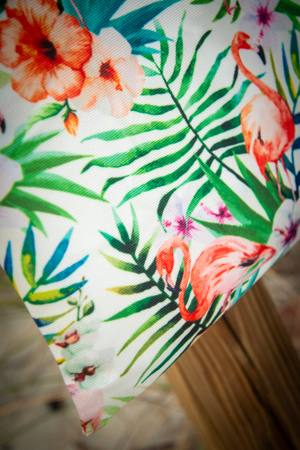 Flamingo Floral Watercolor Pattern Medium Canvas Tote Bag