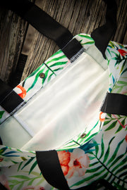 Flamingo Floral Watercolor Pattern Medium Canvas Tote Bag