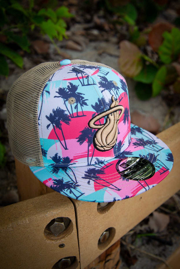 Miami Heat Gold Palms 9fifty New Era Fits Snapback Trucker Hat