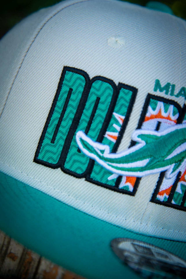 Miami Dolphins Zig Zag Pattern White 9Fifty New Era Fits Snapback Hat