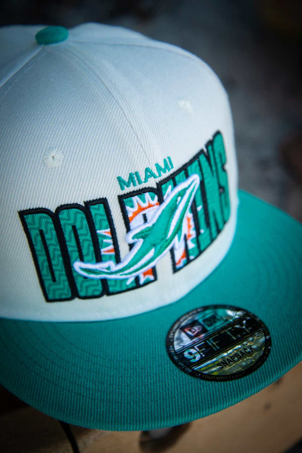 Miami Dolphins Zig Zag Pattern White 9Fifty New Era Fits Snapback Hat
