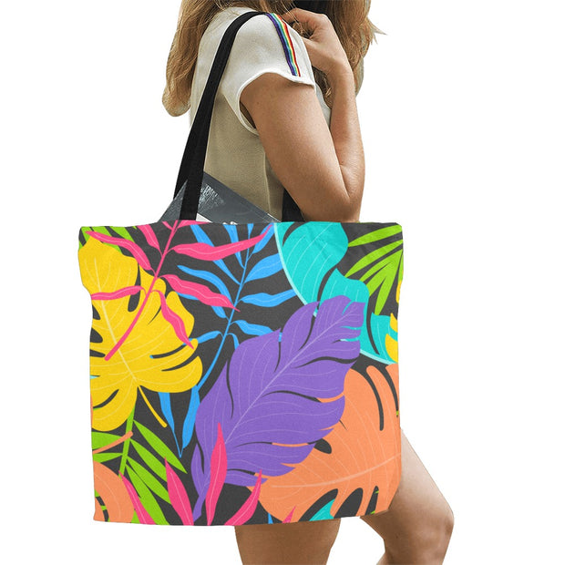 Tropic Neon Print Large Canvas Tote Bag