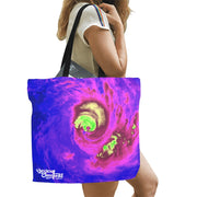 Hurricane Print Purple Rain Large Canvas Tote Bag