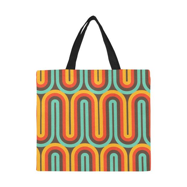 Retro Vibes Pattern 2 Large Canvas Tote Bag