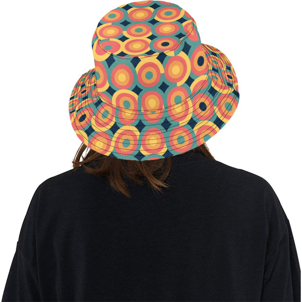 Retro Vibes Circles Pattern 2 Reversible Unisex Bucket Hat