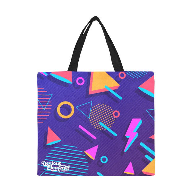 Retro Synth Wave Pattern 1 Large Canvas Tote Bag