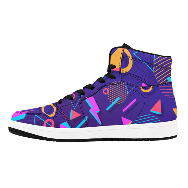 Retro Synth Wave Pattern 1 Old School High Top Sneakers