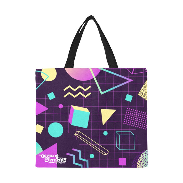 Retro Synth Wave Pattern 2 Large Canvas Tote Bag