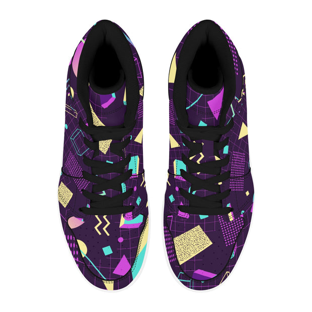 Retro Synth Wave Pattern 2 Old School High Top Sneakers