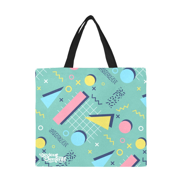 Retro Synth Wave Pattern 3 Large Canvas Tote Bag