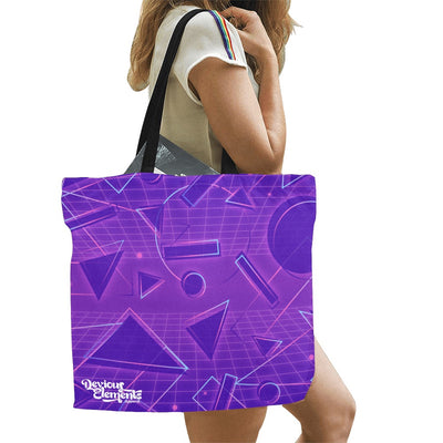 Retro Synth Wave Pattern 4 Large Canvas Tote Bag