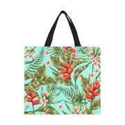 Tropical Floral Pattern Large Canvas Tote Bag