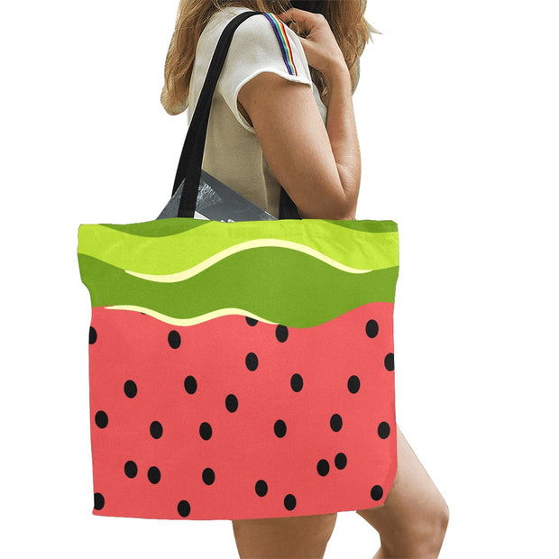 Watermelon Drip Large Canvas Tote Bag