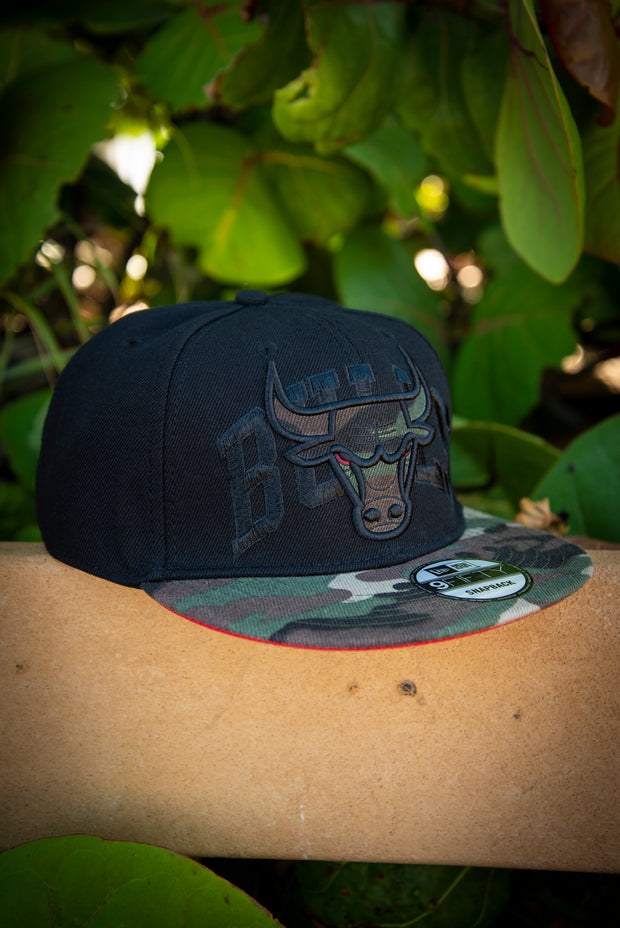 Chicago Bulls Black Camo 9FIFTY New Era Fits Snapback Hat by Devious Elements Apparel