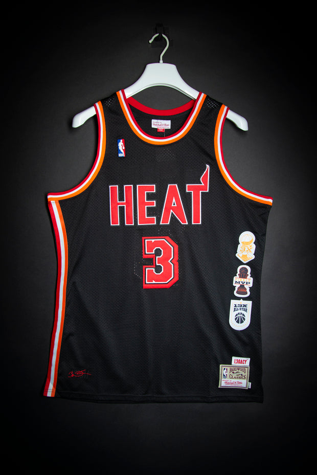 Dwyane Wade Miami Heat Legacy Throwback Hardwood Classics Authentic Jersey Mitchell & Ness Basketball Jersey Dwyane Wade Miami Heat Legacy Throwback Hardwood Classics Authentic Jersey Dwyane Wade Miami Heat Legacy Throwback Hardwood Classics Authentic Jersey - Devious Elements Apparel