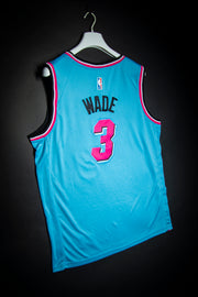 Wholesale Cheap Men's Miami Heat Wade Pink/Blue 2020/21 Swingman