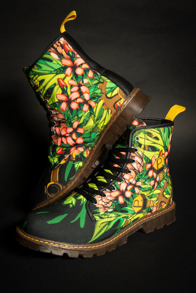 Mech Florale Burst Canvas Mens Boots Pixel Pancho shoes Mech Florale Burst Canvas Mens Boots Mech Florale Burst Canvas Mens Boots - Devious Elements Apparel