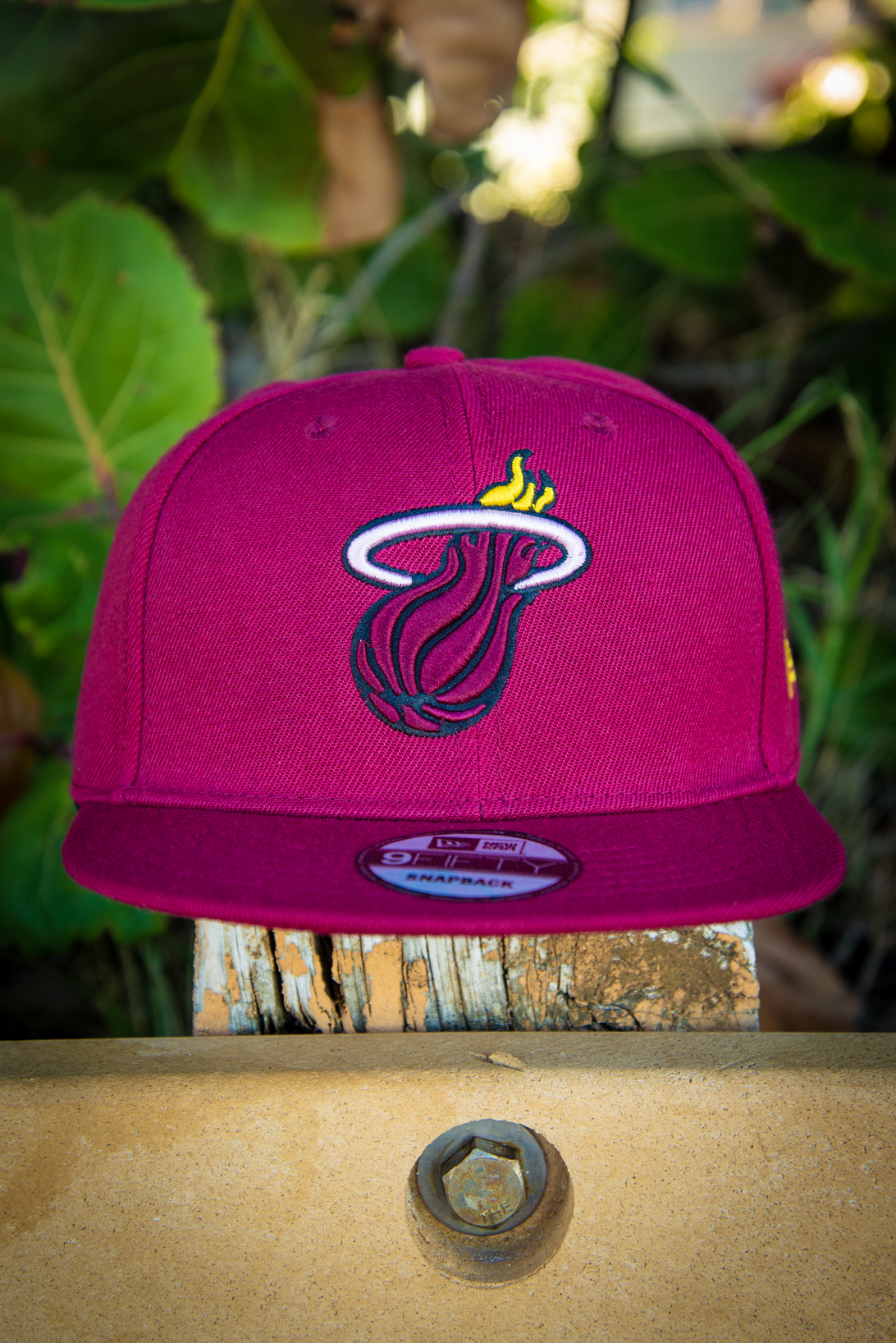 Miami Heat Maroon Yellow 9FIFTY New Era Fits Snapback Hat