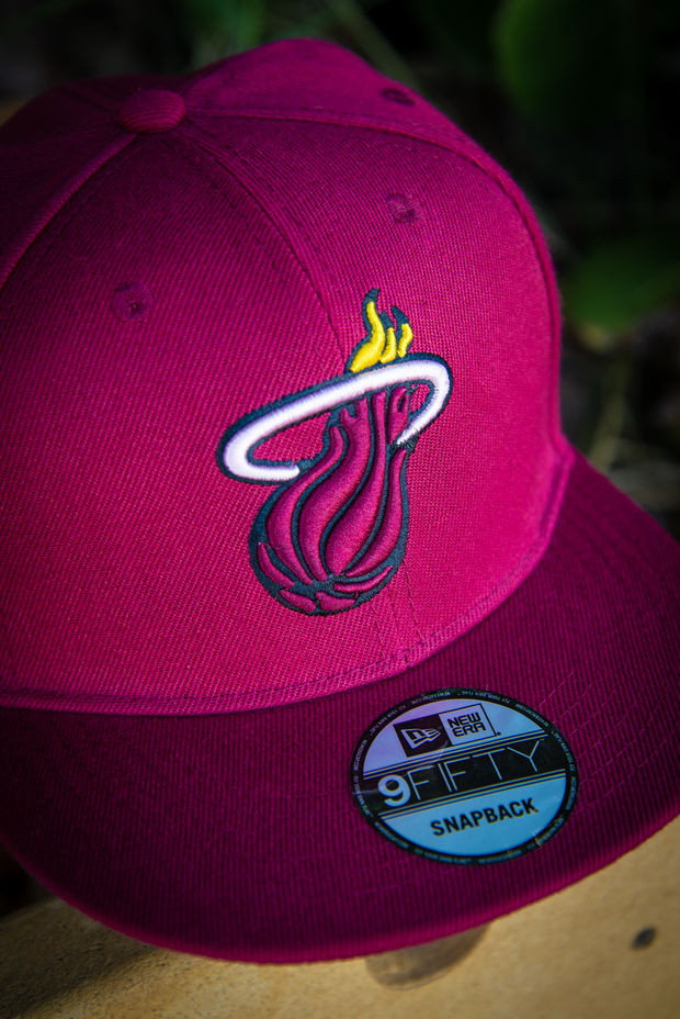 Miami Heat Maroon Yellow 9FIFTY New Era Fits Snapback Hat