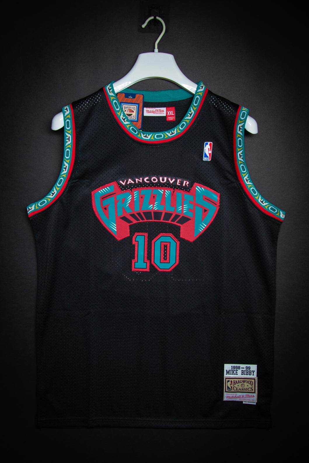 Mitchell & Ness Mike Bibby Vancouver Grizzlies Black Teal Hardwood Classics Swingman Jersey by Devious Elements App 2XL
