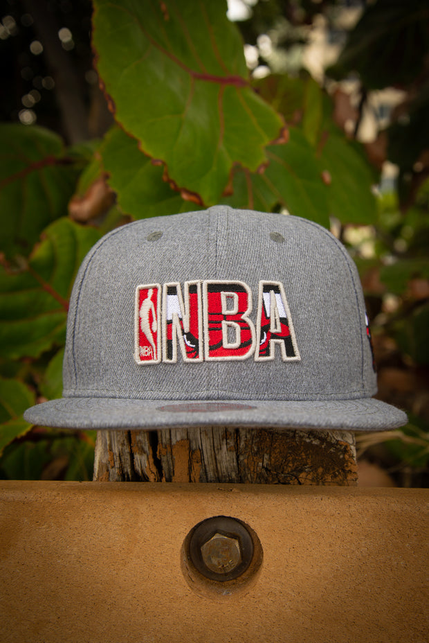 Chicago Bulls NBA Logo Background Heather Snapback Hat