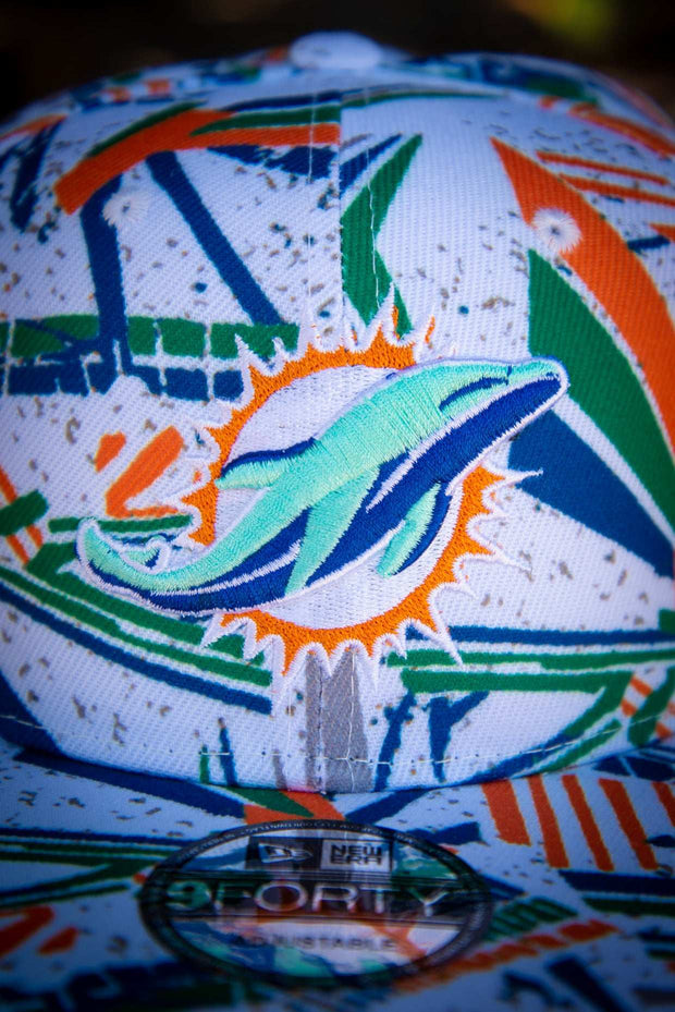Miami Dolphins Retro Geo Print White 9Fifty New Era Fits Snapback Hat New Era Fits Hats Miami Dolphins Retro Geo Print White 9Fifty New Era Fits Snapback Hat Miami Dolphins Retro Geo Print White 9Fifty New Era Fits Snapback Hat - Devious Elements Apparel