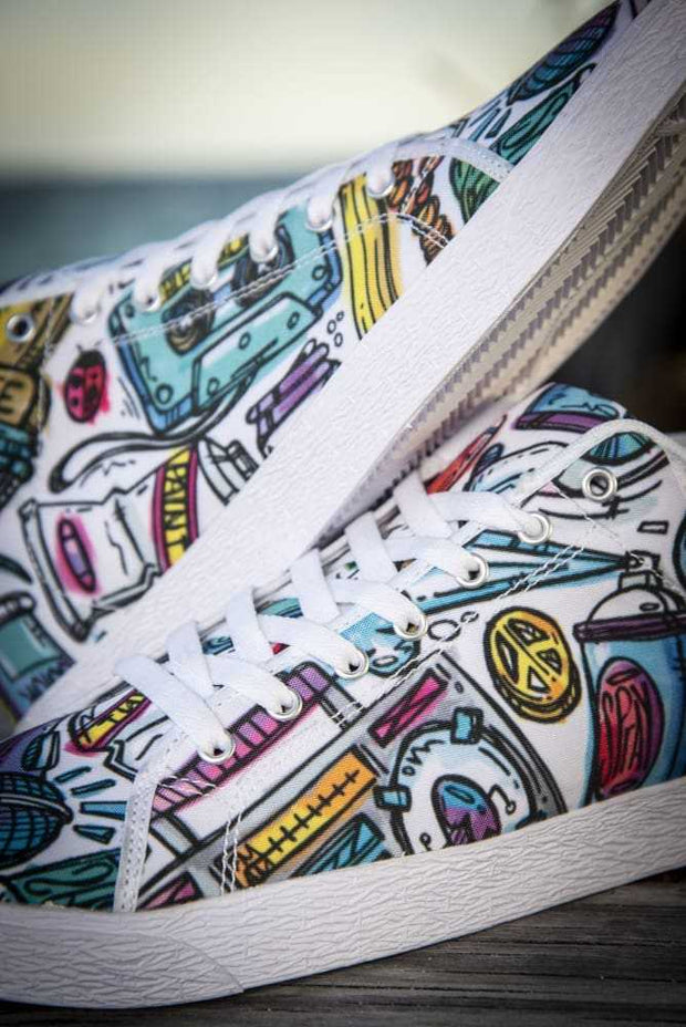 Funky Culture Pattern Canvas Mid Top Ladies Sneaker Carlos Solano shoes Funky Culture Pattern Canvas Mid Top Ladies Sneaker Funky Culture Pattern Canvas Mid Top Ladies Sneaker - Devious Elements Apparel