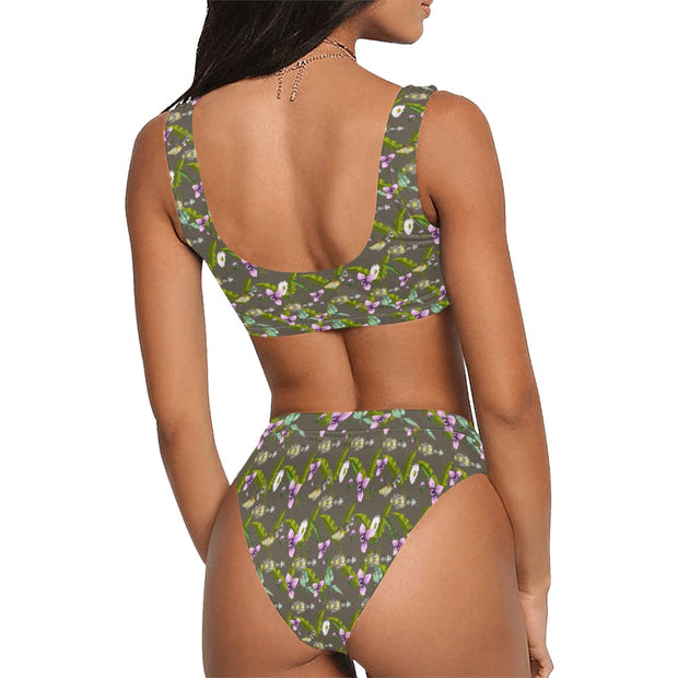 Mech Bees Florale Sport Top & High Waisted Bikini Pixel Pancho Sport Top & High Waisted Bikini Mech Bees Florale Sport Top & High Waisted Bikini Mech Bees Florale Sport Top & High Waisted Bikini - Devious Elements Apparel