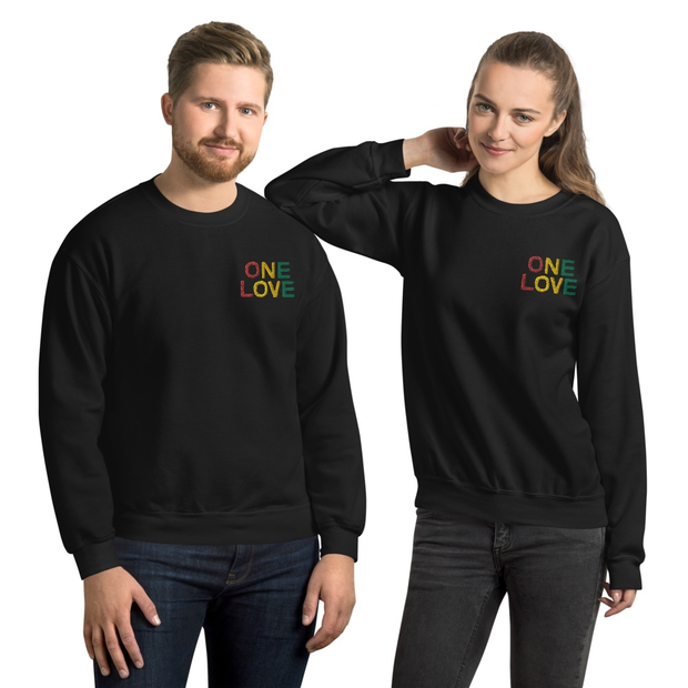 One Love Tri Color Embroidered Unisex Crew Sweatshirt Carlos Solano Sweatshirt One Love Tri Color Embroidered Unisex Crew Sweatshirt One Love Tri Color Embroidered Unisex Crew Sweatshirt - Devious Elements Apparel