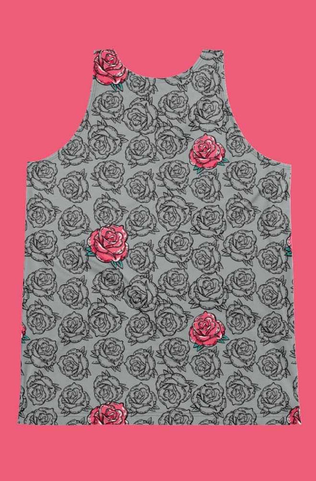 Rose Grey Floral Pattern Print Cut-&-Sew Unisex Tank Carlos Solano Tank Rose Grey Floral Pattern Print Cut-&-Sew Unisex Tank Rose Grey Floral Pattern Print Cut-&-Sew Unisex Tank - Devious Elements Apparel