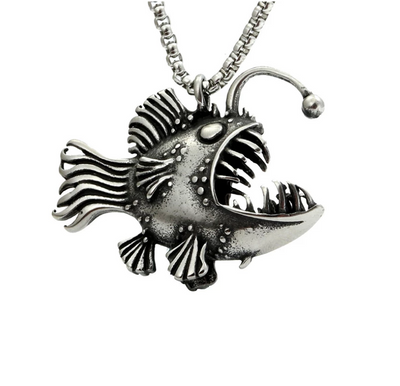 Angler Fish Stainless Steel Pendant with Free Necklace Devious Elements Apparel Jewelry Angler Fish Stainless Steel Pendant with Free Necklace Angler Fish Stainless Steel Pendant with Free Necklace - Devious Elements Apparel