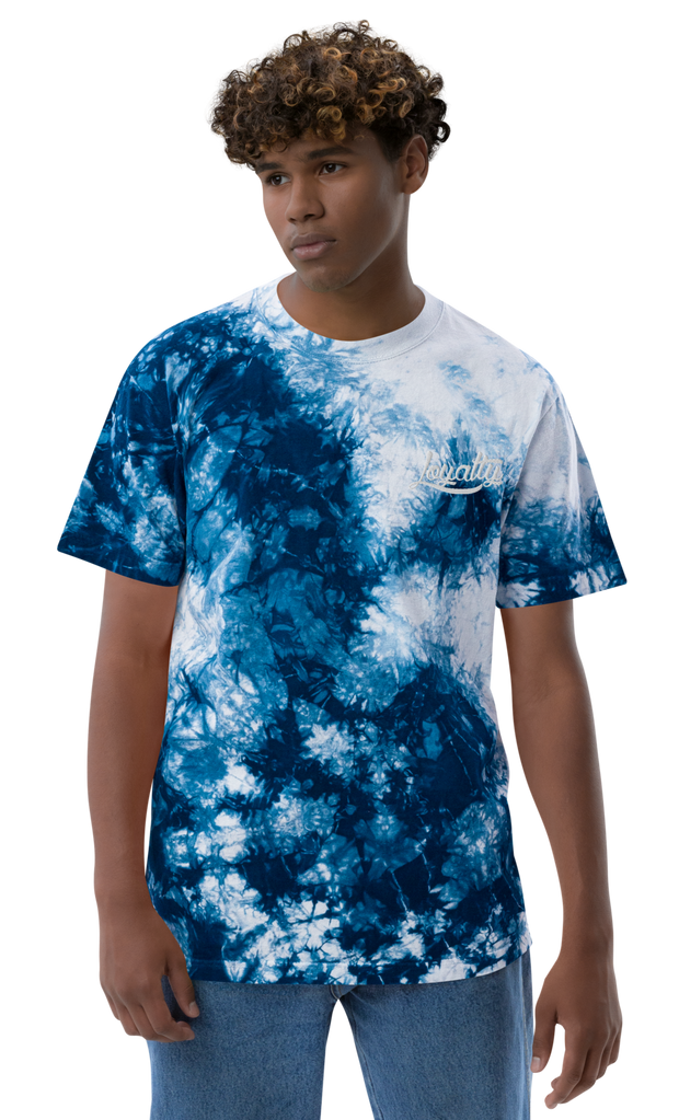 Brov Blue Loyalty Embroidered Oversized Tie-Dye T-Shirt Loyalty Unisex Tie Dye T-Shirt Brov Blue Loyalty Embroidered Oversized Tie-Dye T-Shirt Brov Blue Loyalty Embroidered Oversized Tie-Dye T-Shirt - Devious Elements Apparel
